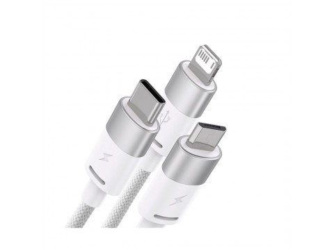 Интерфейсный кабель Baseus StarSpeed 1-for-3 USB to M+L+C 3.5A 1.2m White (CAXS000002)
