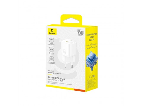 Адаптер питания Baseus PicoGo GaN 1C 45W White (P10176800213-00)