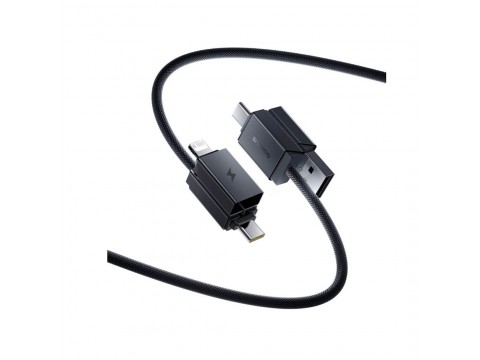 Интерфейсный кабель Baseus Versatile U+C to C+L 60W 1m White (P10383000211-00)