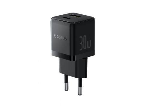 Адаптер питания Baseus Palm C+U 30W Black ( в комлпекте кабель Type-c) (P1011160A113-01)