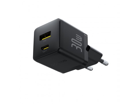 Адаптер питания Baseus Palm C+U 30W Black ( в комлпекте кабель Type-c) (P1011160A113-01)