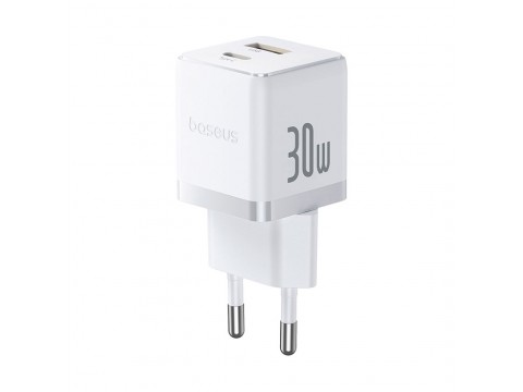 Адаптер питания Baseus Palm C+U 30W White( в комлпекте кабель Type-c) (P1011160A213-01)
