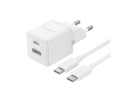 Адаптер питания Baseus Palm C+U 30W White( в комлпекте кабель Type-c) (P1011160A213-01)
