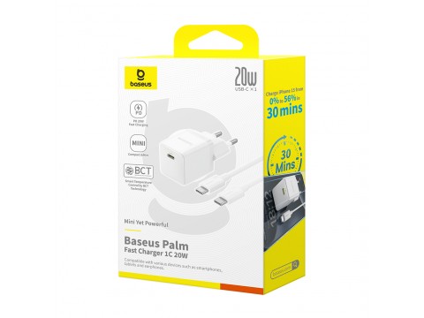 Адаптер питания Baseus Palm 1C 20W White (P10111602213-01)