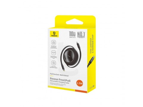 Интерфейсный кабель Baseus Free2Pull Mini USB-C to USB-C 100W 2m Black (P10364500113-01)