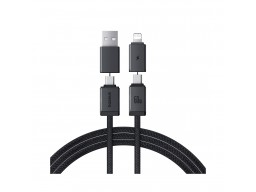 Интерфейсный кабель Baseus Versatile Two-for-Two U+C to C+L 60W 2m Black (P10383000121-02)
