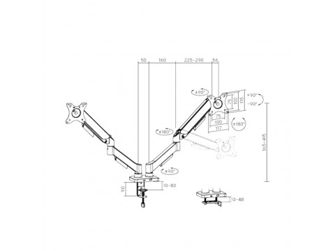 Настольный кронштейн Brateck LDT97-C024 для 2-х мониторов (17"-32")
