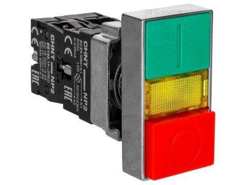 Двойная кнопка CHINT NP2-BW8465 1НО+1НЗ AC230В (LED) IP40