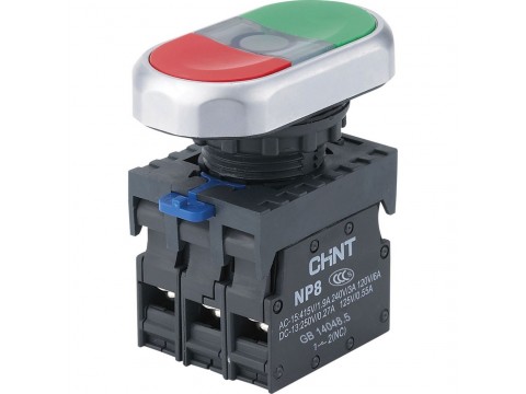 Двойная кнопка CHINT NP8-11SD 1НО+1НЗ красная AC110В-220В(LED) IP65