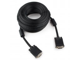 Кабель VGA Premium Cablexpert CC-PPVGA-10M-B, 15M/15M, 10м, черный, двойной экран, феррит.кольца, па