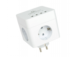 Сетевой фильтр Cablexpert Cube CUBE-4-U4-W, 4 р, 16А, 4хUSB, ур.защиты 2+, коробка белый