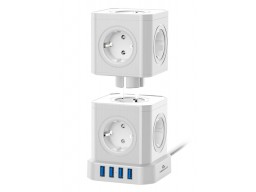 Сетевой фильтр Cablexpert Tower TWR-9-U4-W-2, 9р, 16А, 4хUSB, 3.1А, 2м, ур.защиты 4+, коробка белый