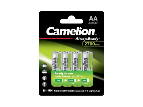 Аккумулятор CAMELION AlwaysReady Ni-MH Rechargeable NH-AA2700ARBP4 4 шт. в блистере