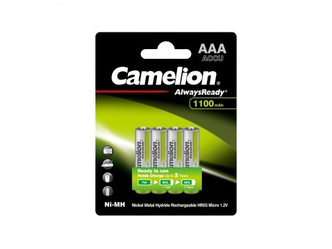Аккумулятор CAMELION AlwaysReady Ni-MH Rechargeable NH-AAA1100ARBP4 4 шт. в блистере