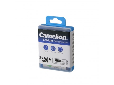 Аккумулятор CAMELION Lithium UB-AAA650-PBH2 2шт (перезаряжаемые от USB)