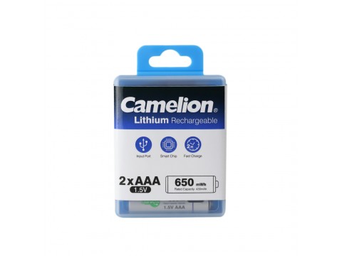 Аккумулятор CAMELION Lithium UB-AAA650-PBH2 2шт (перезаряжаемые от USB)