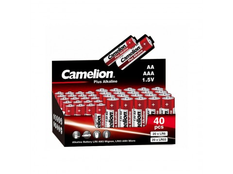 Батарейка CAMELION Plus Alkaline 20LR6+20LR03-SP4-CB 40 шт. в упак.