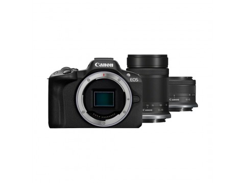 Цифровой фотоаппарат CANON EOS R50 + RF-S 18-45 mm IS STM + RF-S 55-210 mm IS STM Black
