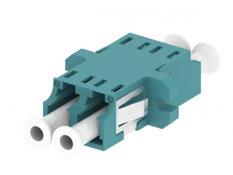 FO Adapter Duplex LC OM3/OM4  with flange aqua