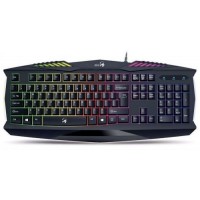 Клавиатура проводная игровая Genius Scorpion K220, USB, 104 клавиши, с цифровым блоком, 9 горячих кнопок, влагозащищенная, тонкие клавиши, 2 млн нажатий, м