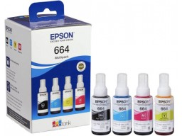 Экономичный набор из четырех контейнеров с чернилами, серия 664 Epson C13T66464A 664 EcoTank/ЖЕЛТАЯ НАКЛЕЙКА