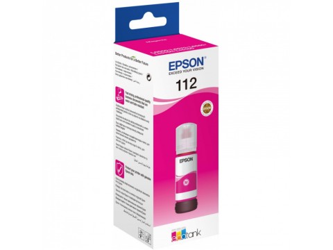 Контейнер с пурпурными чернилами Epson C13T06C34A, 112, совместимость L11160/L15150/L15160/L6550/L6570/ЖЕЛТАЯ НАКЛЕЙКА