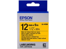 Лента повышенной адгезии Epson C53S654014, LC-4YBW9, 12 мм, желтая/черная, 9м /ЖЕЛТАЯ НАКЛЕЙКА