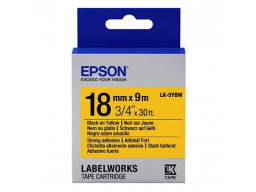 Лента Epson LK4WBN Std Blk/Wht 12/9, 12mm, 9m, C53S654021/ЖЕЛТАЯ НАКЛЕЙКА