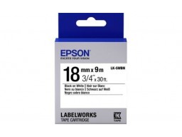 Лента стандартная Epson C53S655006, LK5WBN, 18мм, белый/черный, 9м/ЖЕЛТАЯ НАКЛЕЙКА