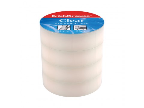 Пакет клейких лент ErichKrause® Clear, 12ммх33м (4 ленты)