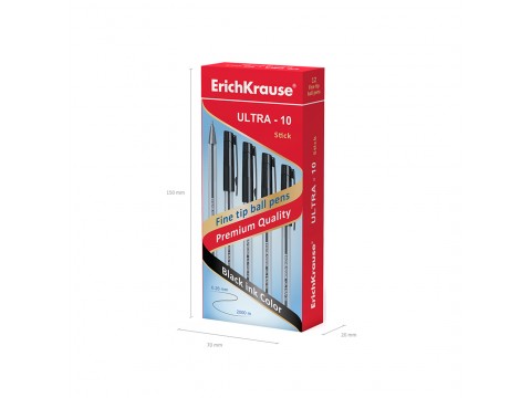 Ручка шариковая ErichKrause® ULTRA-10, цвет чернил черный (в коробке по 12 шт.)