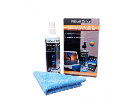 F440013 "FAVORIT OFFICE" Notebook clean complete Набор для Ноутбуков. Спрей 50 мл + Тонкая микрофибра 18х18 (блистер)