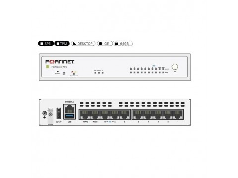 FortiGate-70G 10 x GE RJ45 ports (including 7 x Internal Ports, 2 x WAN Ports, 1 x DMZ Port).