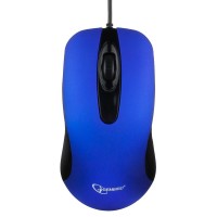 Мышь Gembird MOP-400-B, USB, синий, бесшумный клик, 2 кнопки, 1000 DPI,  soft-touch, 1.45м, блистер
