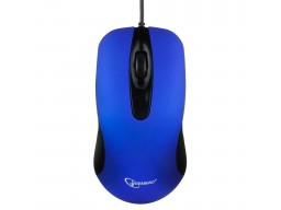 Мышь Gembird MOP-400-B, USB, синий, бесшумный клик, 2 кнопки, 1000 DPI,  soft-touch, 1.45м, блистер