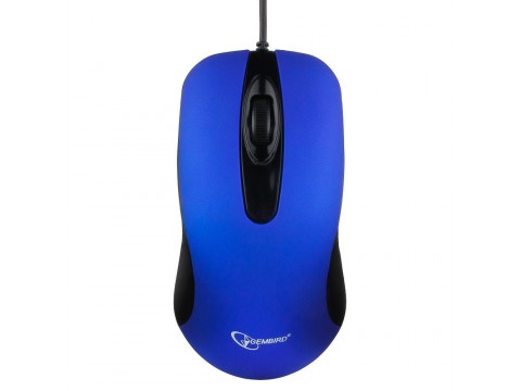 Мышь Gembird MOP-400-B, USB, синий, бесшумный клик, 2 кнопки, 1000 DPI,  soft-touch, 1.45м, блистер