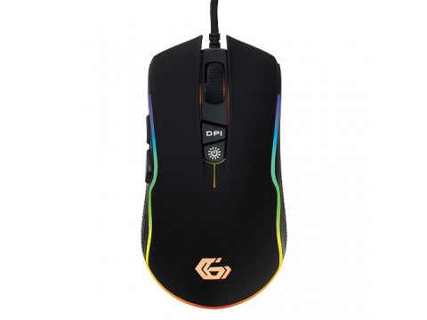 Мышь игровая Gembird MG-700, USB, черный, 2500 DPI, 6 кнопок, подсветка 16млн. цветов, ПО, кабель тканевый 1.7м