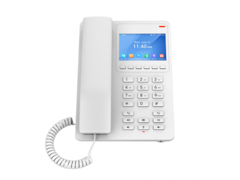 Grandstream GHP630, Compact Hotel IP Phone, 2 SIP accounts, 2 lines, 1x Ethernet 10/100 PoE, 480x320 (3.5") Color LCD, no PSU, White