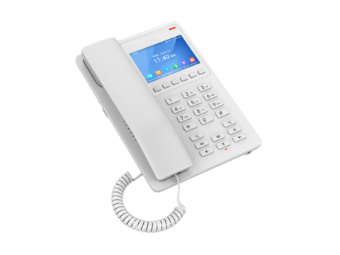 Grandstream GHP630, Compact Hotel IP Phone, 2 SIP accounts, 2 lines, 1x Ethernet 10/100 PoE, 480x320 (3.5") Color LCD, no PSU, White