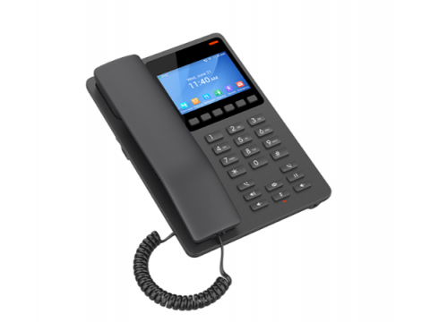 Grandstream GHP631, Compact Hotel IP Phone, 2 SIP accounts, 2 lines, 1x Ethernet 10/100 PoE, 480x320 (3.5") Color LCD, no PSU, Black