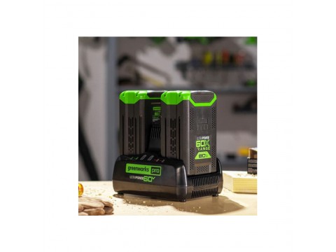 Быстрое зарядное устройство для двух аккумуляторов Greenworks 2954407 60V 10А