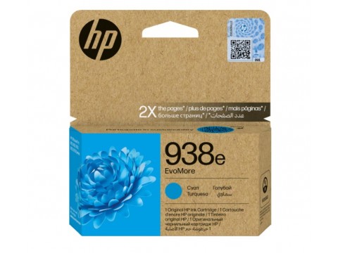 HP 4S6X9PE 938e EvoMore Cyan Original Ink Cartridge  for OfficeJet Pro 9730/9720, up to 1650 pages.