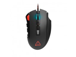 CANYON Merkava GM-15,Gaming Mouse with 12 programmable buttons, Sunplus 6662 optical sensor, 6 levels of DPI and up to 5000, 10 million times key life, 1.8m Braided cable, UPE feet and colorful RGB lights, Black, size:124x79x43.5mm, 148g