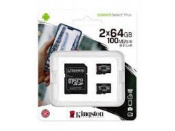 Карта памяти MicroSD 64GB Class 10 UHS-I Kingston SDCS2/64GB-2P1A