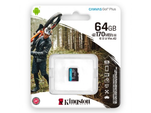 Карта памяти MicroSD 64GB Class 10 U3 V30 A2 Kingston SDCG3/64GBSP