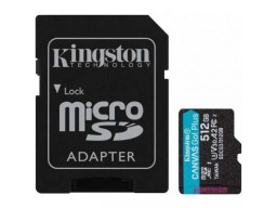 Карта памяти Kingston 512GB microSDXC Canvas Go Plus 170R A2 U3 V30 Card, с адаптером, SDCG3/512GB