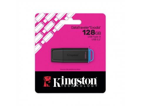 USB-накопитель Kingston DTXG2/128GB 128GB Чёрный/Голубой