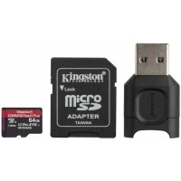 Карта памяти Kingston microSD MLPMR2/256GB UHS-II  4K/8K + microSD Reader, W165МБ/с, R285МБ/с, HD-дронов и экшн-камер