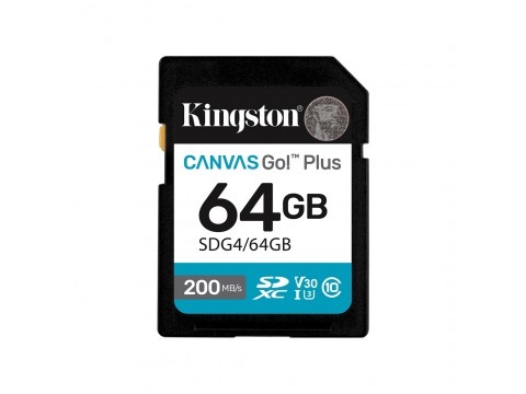 Карта памяти Kingston SDG4/64GB Canvas Go Plus Gen4 C10 UHS-I U3 V30 64GB