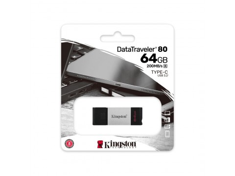 USB Флеш накопитель Kingston DT80/64GB 64GB Type-C Серебристый